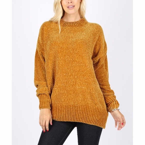 RYLEE Softest Chenille Sweater - MUSTARD - Picture 2 of 3